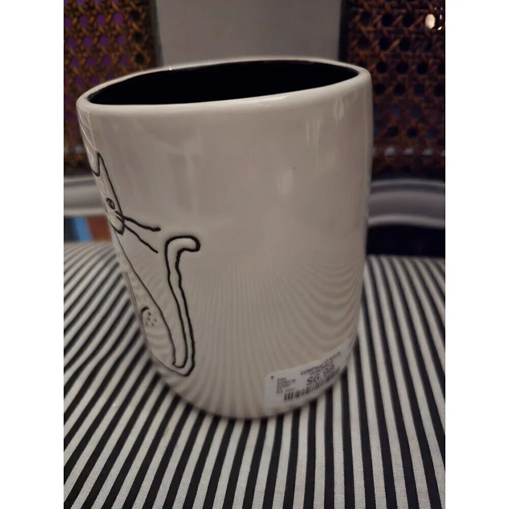 NWT Rae Dunn Halloween Jeepers Creepers Cat Icon Double Sided Mug